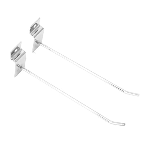 Slat Wall Hooks For Retail Displays 50 Pack 15cm Iron Panel Wire Hooks 3.3mm Silver Electroplated With 30 Degree Upturned End