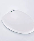 Heavy Duty Raised Toilet Seat Aid With Thickened Cushioned Top For Major Leg Support Quick Release Lids viewed from above, white plastic design.