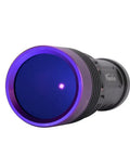 SV53 15W 365nm UV Flashlight Pro Grade USB Rechargeable Black Light front view with purple lens.