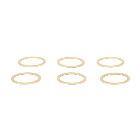 Brass Washer Shear Ring Repair Kit, 6 Piece Set With Low Volatility Brass Washers For High Temperature And Oxidation Prevention, Vacuum Ready, Built To Last, Heavy Duty Pro Grade Kit For VST VSTA SBKA. six brass washers on white