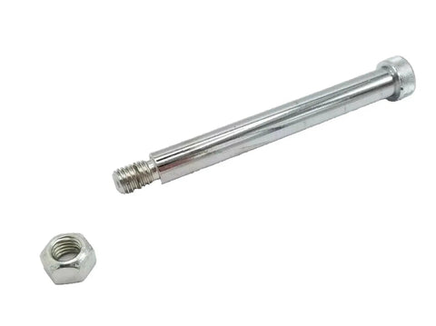 Truck Grade Retaining Shoulder Bolt Kit For 10K 12K Trailer Brake Hydraulic Caliper With Locking Nut Hard Chrome Finish 5 Inch By 5/8 Inch Bolt And 1/2 Inch 13 Threaded Section Compatible With Hydraulic Disc Brake Axles. silver shoulder bolt and locking nut