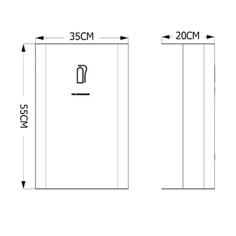 Heavy Duty Stainless Steel Fire Extinguisher Cabinet Built Different For Indoor Outdoor Wall Mount dimensions 35cm x 55cm x 20cm.