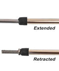 Built Tough 24 Inch Push Pull Cable With Real 3 Inch Stroke And Slick PTFE Lined Core, showing extended and retracted positions.