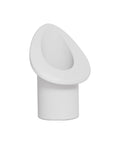 Ceramic insulating furnace nozzle, white, side view with cylindrical base and flared hollow top.