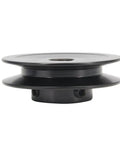 Rock Solid Cast Iron Single Groove Web Sheave Pulley with smooth finish, 3 inch OD, 5/8 inch bore for heavy machinery use.