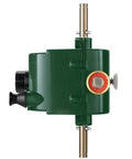 Traveling Sprinkler Motor Block And Back Wheels Replacement Kit, green motor block side view with connectors visible.