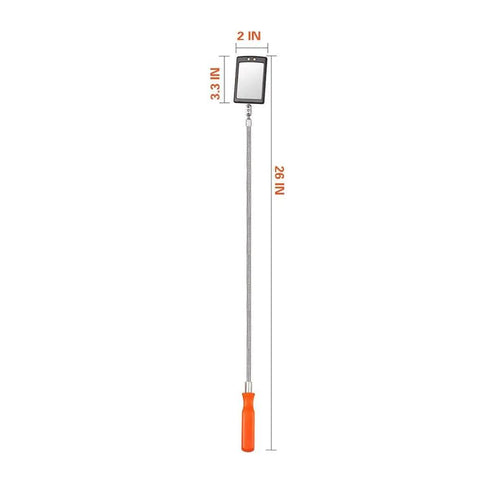 Flexible Inspection Mirror On A Stick With 360 Rotation And 2 LED Lights, Swivel Design For Automotive And Shower Use, 55mm By 90mm Rectangular Mirror, 52 cm Reach, Lightweight 165g, Great For Grooming And Hard To Reach Checks.
