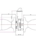 Technical diagram of Terrace Keyed Entry Door Knob In Satin Nickel, 6 Way Universal Fit For Standard Doors