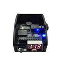 Close-up of 5.8G Analog To Digital FPV Receiver Module Adapter Board with Voltage Alarm, showing front digital display and plug.