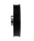 Side view of Direct Fit Nissan Sentra Harmonic Balancer Replacement For 2007 To 2019 Black Finish Serpentine Drive Belt Keyway