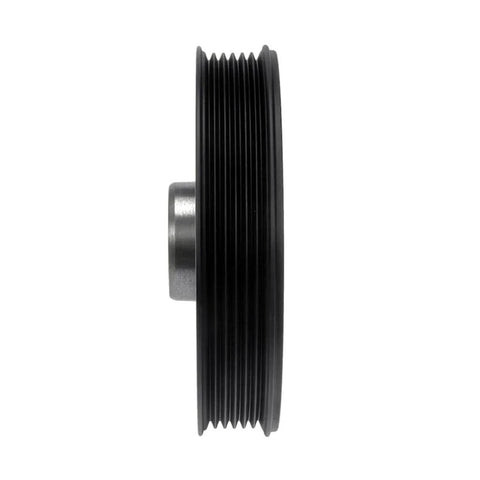 Side view of Direct Fit Nissan Sentra Harmonic Balancer Replacement For 2007 To 2019 Black Finish Serpentine Drive Belt Keyway