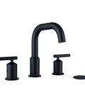 8 Inch Two Handle Widespread Matte Black Bathroom Faucet With 360 Swivel Spout For 3 Hole Sinks Includes Metal Pop Up Drain