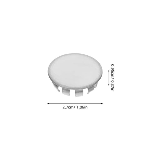 10 Pack Round Stainless Steel Knockout Plugs For Junction Boxes And Electrical Panels, showing a round plug with snap fit design.