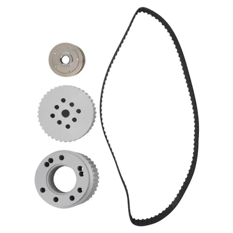 High Performance Water Pump Pulley Kit With Long Gilmer Belt Drive Made From Lightweight Billet Aluminum For Small Block Chevy 287 SBC Engines, pulley and belt set