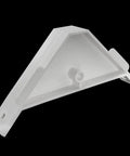 Dead Simple Twelve Piece Set Of Crisp White Plastic Ninety Degree Cabinet Triangle Brackets Knockout Corner Support Braces For Furniture And Quick Fixups, close-up view of an angled bracket.