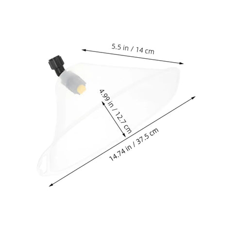 Drift Guard Spray Nozzle With Windproof Shield For Backpack Sprayers, Portable Mist Attachment, 37.5x14x12.7cm dimensions shown.