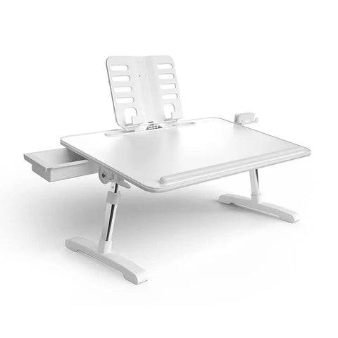 Portable Lap Desk And Workstation With Adjustable Height And Tilt, PVC Leather Finish, Non Slip Desktop Stopper, White