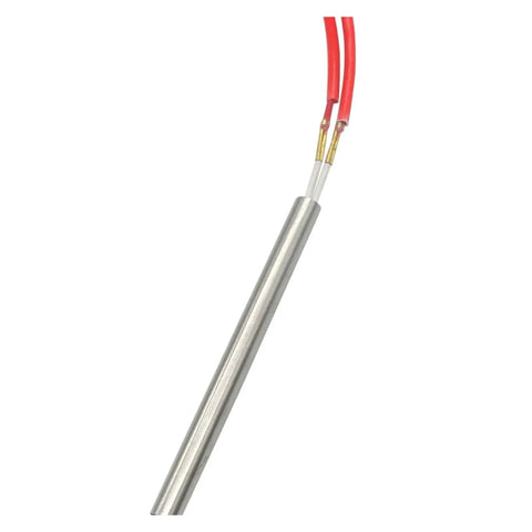 Rock Solid Cartridge Heaters 12Mm X 120Mm Industrial Air Warmers with 316 stainless steel core and red wiring for pellet stoves.