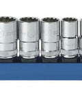 13 Piece One Quarter Inch Drive 12 Point Standard Socket Set Metric For Mechanics And DIYers Chamfered Opening Guides Fasteners