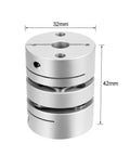 uxcell 8mmx10mm diaphragm clamp coupling for motor shaft, two-diaphragm, silver metal, front view