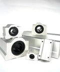 SCS13LUU 13mm Linear Slide Unit Includes Ball Bearings For Dead Smooth Cnc Operation And Rock Solid Stability With A High Quality Bushing Block Ready To Drop In - Multiple angles of aluminum blocks.