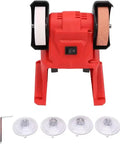 Heavy Duty Cordless Bench Grinder Featuring A Powerful 200 Watt Motor For Grinding And Polishing Works With 18V Max Packs Tool Only front view with pads and handle