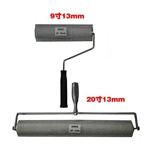 Boss Tough Epoxy Roller With Precision Spike Blades And Heavy Duty Walking Spikes Pro Grade Concrete Leveling Comb Kit, two epoxy rollers, 9x13mm and 20x13mm sizes.
