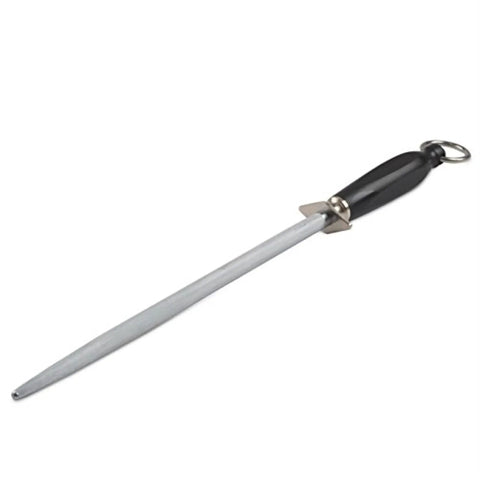 12 Inch Sharpening Steel For Chef Knives With Ergonomic Handle Pro Grade Corrugated Surface For Easy Resharpening 65 HRC Hardness Oval Shape
