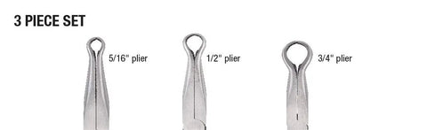 3-piece set of 11 Inch Hose Gripper Pliers with round jaws for 5/16, 1/2, 3/4 inch hoses