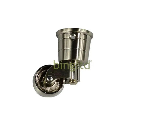 Top Shelf Heavy Duty Swivel Antique Brass Furniture Casters With Slick Round Cup Base, 2.3 in tall, 360 rotation detail.