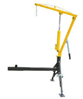 Heavy Duty Hydraulic Floor Jack Featuring Three Adjustable Boom Arms And A Rock Solid Swivel Base with yellow and silver design.