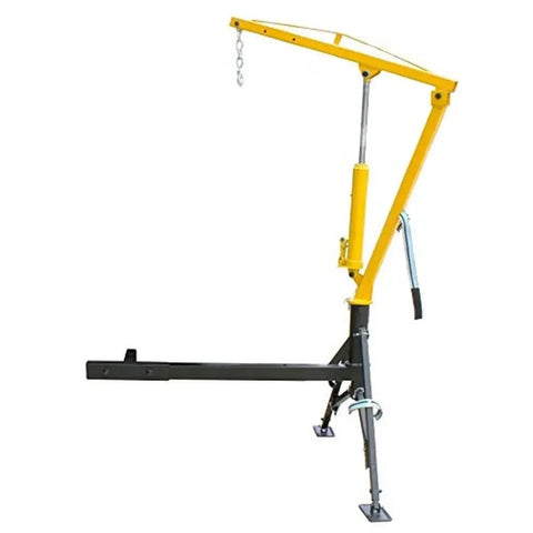 Heavy Duty Hydraulic Floor Jack Featuring Three Adjustable Boom Arms And A Rock Solid Swivel Base with yellow and silver design.