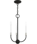 Three Light Black Chandelier With Brushed Nickel Accents From The Lucerne Collection Delivers Dope Modern Vibe, curvilinear frame