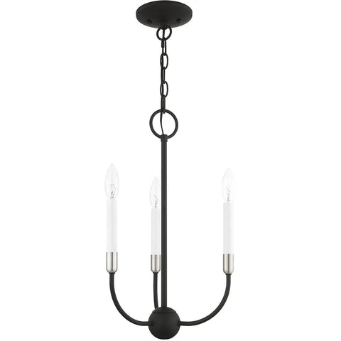 Three Light Black Chandelier With Brushed Nickel Accents From The Lucerne Collection Delivers Dope Modern Vibe, curvilinear frame