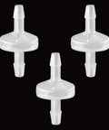 One-way check valves, plastic, 1/8-inch hose barb, pack of 3