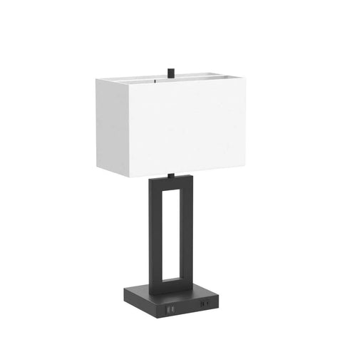 Pair Of Dope Modern Touch Control Bedside Lamps With USB Ports, 22 Inch Tall Nightstand Lights, 3 Way Dimmable Desk Lamps With White Fabric Shade