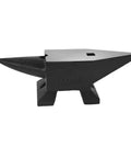 Heavy Duty Blacksmith Anvil With Round And Square Holes Cast Steel Forge Tool, side view showing round and flat horns, 22 lb