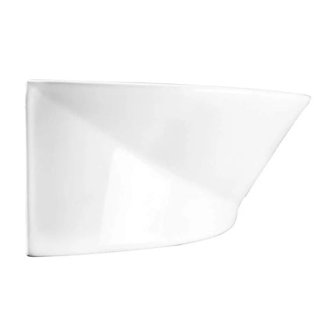 Side view of Small Wall Mounted Bathroom Sink 17 Inch White Ceramic Oval Basin With Porcelain Coated Finish Floating Wall Hung Design