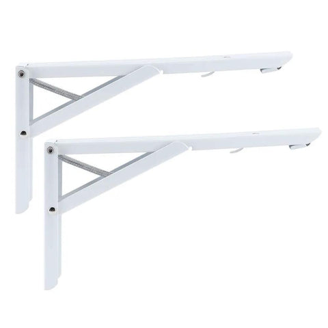 Foldable Metal Wall Shelf Bracket Set 2 Pack With Screws 24Cm By 13Cm Right Angle Triangular Support Space Saver