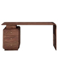 Kickass Executive Desk With Three Smooth Drawers And Raised Monitor Stand Perfect For Your Prime Home Office Or Gaming Rig In Rich Black Walnut Wood Finish 143 Cm Wide, angled view.