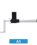 12V Linear Actuator With Telescoping Push Rod Beefy 6000N Thrust 800mm Stroke 5 Mm Per Second Travel Ideal For Solar Panels And Lift Tables Heavy Duty Workhorse Motion Control For Industrial Automation Smooth And Precise Repeatable Motion, side view showing telescoping mechanism and mounting bracket.