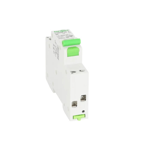 Heavy Duty 18Mm Din Rail Residual Current Circuit Breaker, white and green unit with 10A 16A 32A 40A settings for electrical installations.