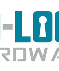 Logo of Lo-Lock Hardware in teal and gray with keyhole design inside letters.