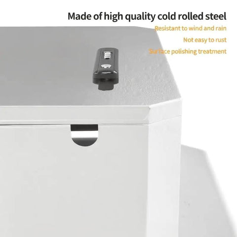 Top view of Wall Mounted 1.2MM Cold Rolled Steel EV Charger Protection Box for Tesla with lock and polished white finish.