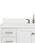 Straight Up Premium 55 Inch Single Sink Bathroom Vanity Built From Real American White Oak Solid Wood Cabinet with quartz top.