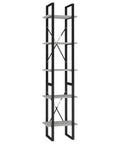 Concrete Grey 5-Tier Industrial Book Cabinet with metal frame and engineered wood shelves, open design for books and decor.