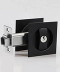 Black Privacy Pocket Door Lock With Keys Hidden Recessed Square Barn Door Latch For 1 3/8 To 2 3/16 Inch Thick Doors