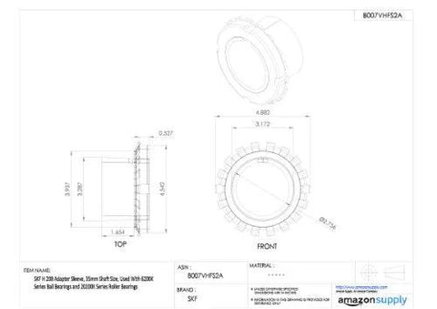 SKF H 208 adapter sleeve, 35 mm shaft, for 6200K ball bearings and 20200K roller bearings engineering drawing