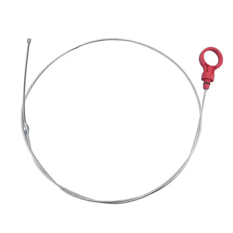 Universal Transmission Fluid Dipstick Tool For 42RLE NAG1 45RFE 62TE Transmissions Compatible With 2.7L 3.5L 3.6L 3.7L 5.7L 6.1L 6.4L Engines Fits Dodge Caliber Nitro Charger Challenger Magnum And More showing stainless steel dipstick with red handle