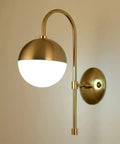 Retro Industrial Wall Sconces Featuring White Glass Ball Shades And Durable Iron Base To Amp Up Any Room For Bathroom Vanity Or Bedroom Decor Hardwired Wall Lamps With Warm Vibe For Living Room, gold finish with white shade.